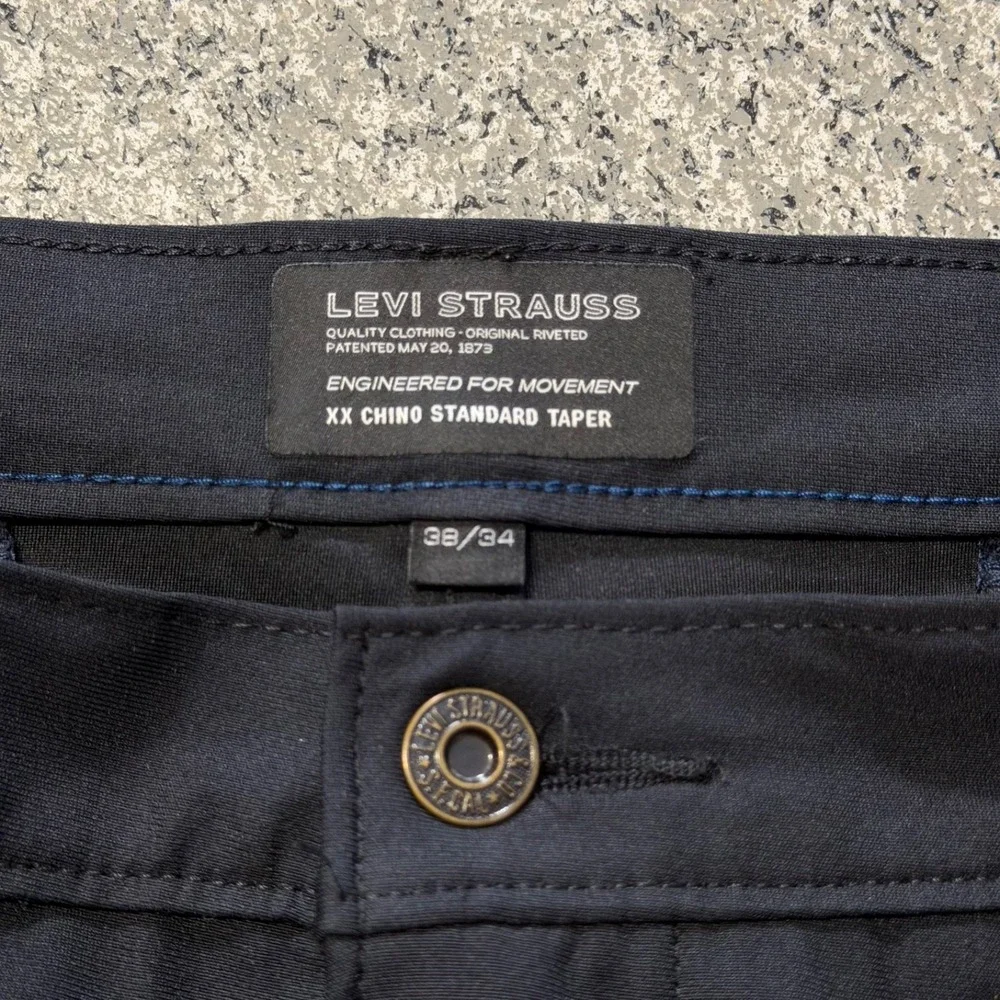 Levis XX Chino Pants Mens 38x34 Black Standard Fit Tapered Tech+